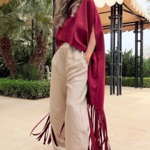 Suede Fringe Cape