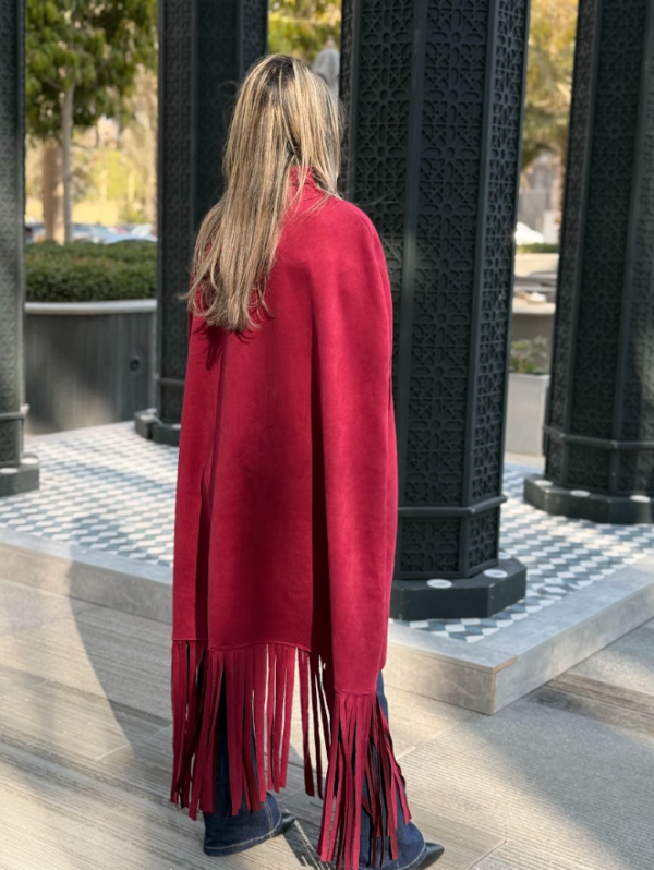 Suede Fringe Cape