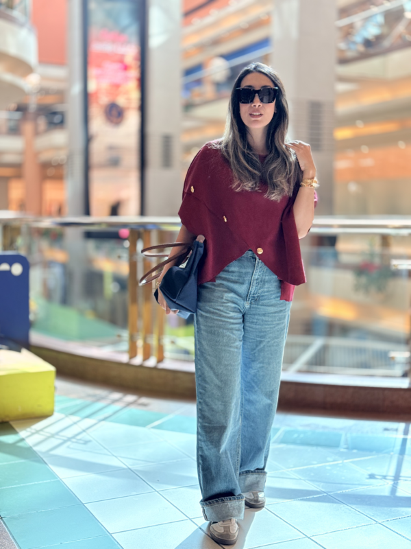 Asymmetrical Suede Cape with Buttons