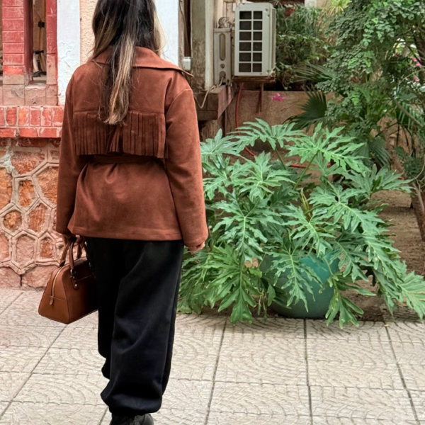 FringeCardigan Suede Cardigan with Fringe