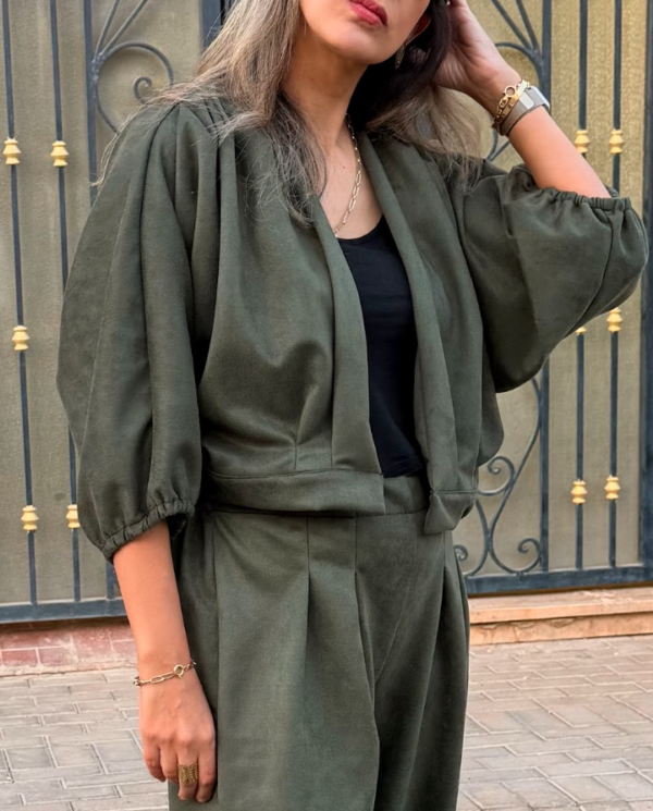 Suede Pleated Bomber Jacket