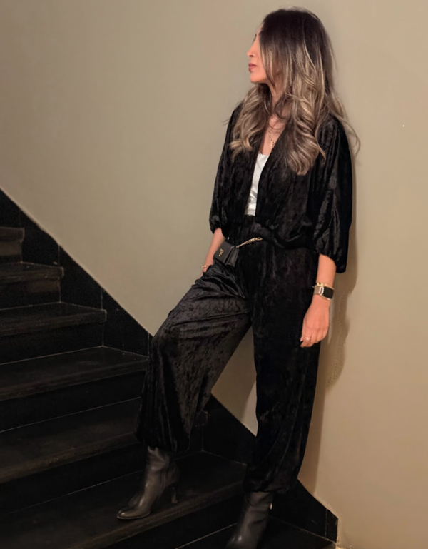 Velvet Pleated Cropped Cardigan