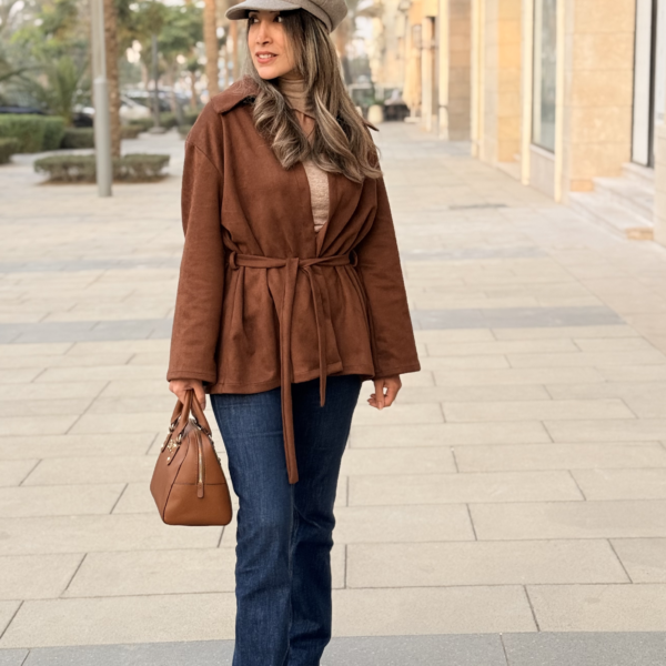 cardiganfront Suede Cardigan with Fringe