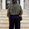 olivegreenwoolcropJakBack Cropped Jacket with Pleats