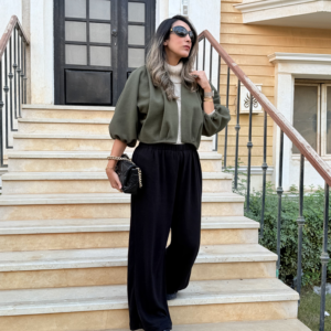 Cropped Jacket with Pleats