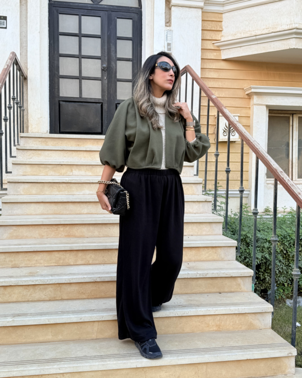 olivegreenwoolcropJakBackfront3 Cropped Jacket with Pleats