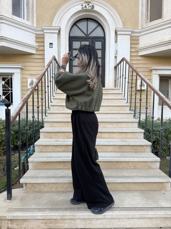 olivegreenwoolcropJakside Cropped Jacket with Pleats