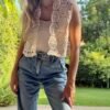 Vintage-Style Crochet Open-Front Boho Vest