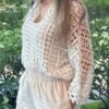Long-Sleeve Floral Guipure Blouse