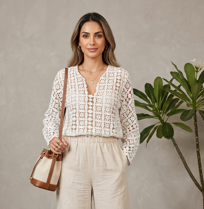 Web_GupureBlousefront Long-Sleeve Floral Guipure Blouse
