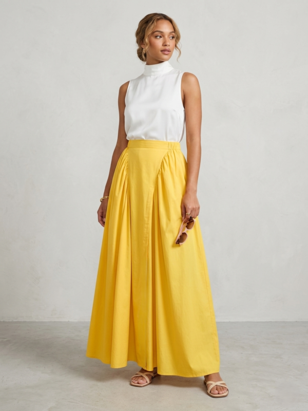 Sunshine Gathered Satin Maxi Skirt