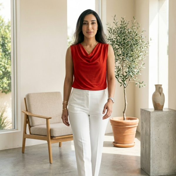 Drape Neck Sleeveless Top