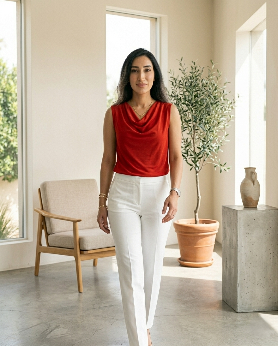 Drape Neck Sleeveless Top