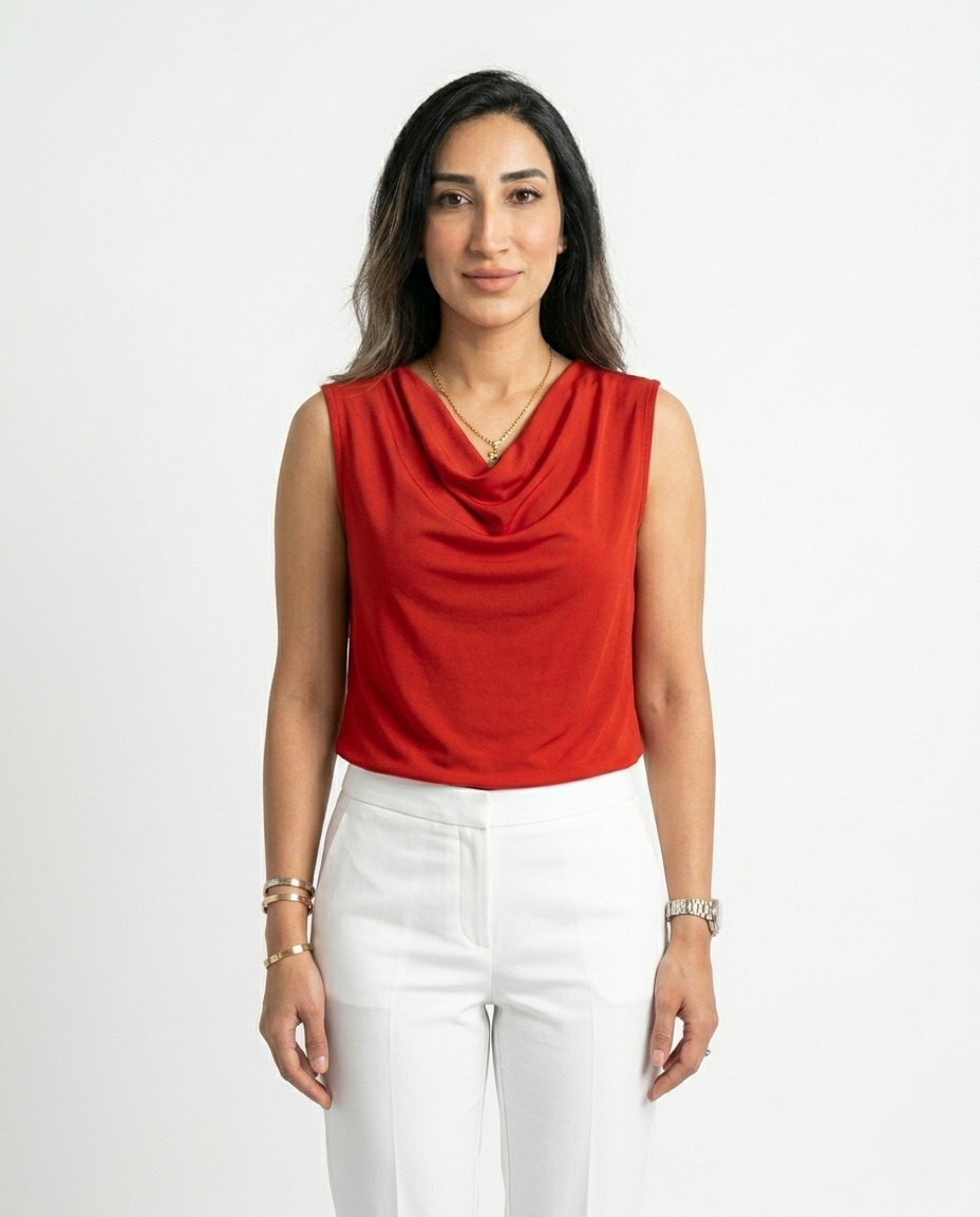 Drape Neck Sleeveless Top